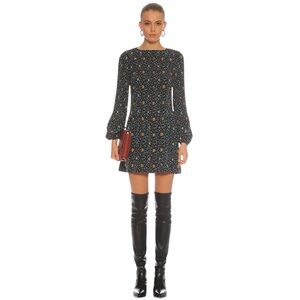 MAJE Floral Print Pleated Rockina Shift Dress, Size 3 or Large